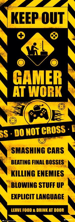 GAMERATION GAMING CAUTION  DOOR POSTER
