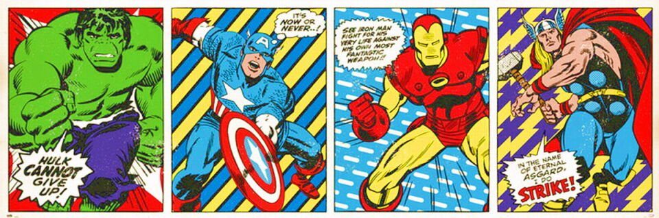 MARVEL COMICS TRIPTICO  DOOR POSTER