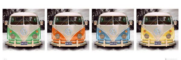 VW CAMPER BEACH QUAD DOOR POSTER