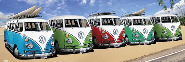 VW CAMPER CAMPERS BEACH  DOOR POSTER